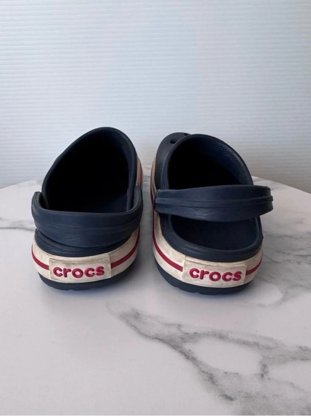 CROCS Kids Navy Clog with Red and White Stripe